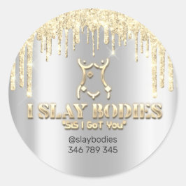 Slay Bodies Logotyp Cosmetic Sculpting Silver Driv Runt Klistermärke