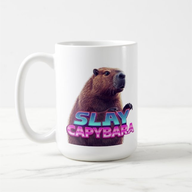 Slay Capybara Roligt Djur Meme Present Kaffemugg (Vänster)