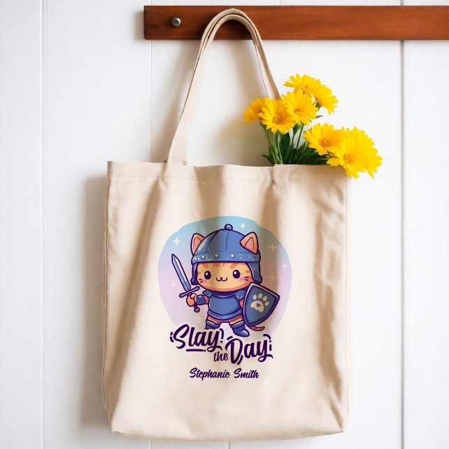 Slay Day Tygkasse (Add a fierce sprinkle of fun to your everyday with this personalized warrior cat design 🐱💥! )