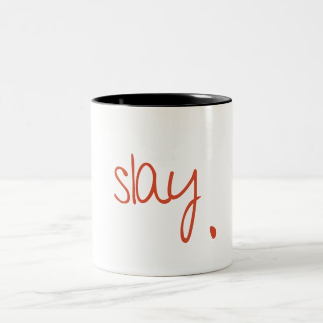 Slay - Fierce and Fabulous Typography Design Två-Tonad Mugg (Center)