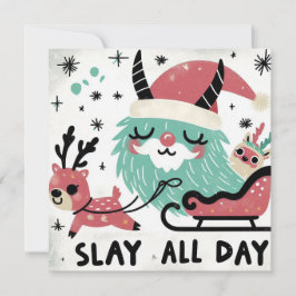 Slay hela dagen Santa sleigh Julkort
