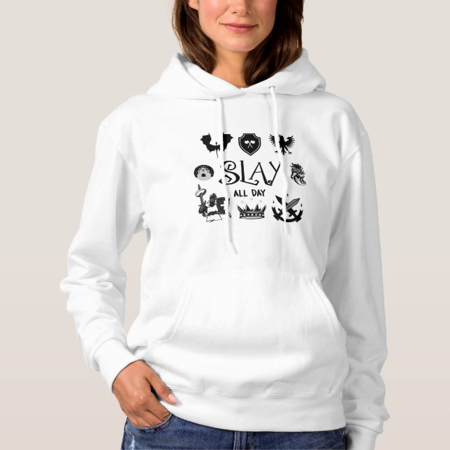 "Slay" Kvinnors grundläggande, Hooded Sweatshirt T Shirt (Framsida)