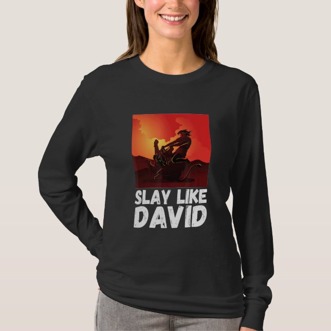 Slay som David Bible Theme Old Testament Christia T Shirt (Framsida)