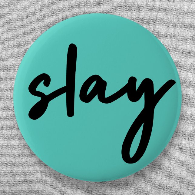 Slay | Trendig Snyggt Modern minimalistisk cyan-Gr Knapp (Skapare uppladdad)