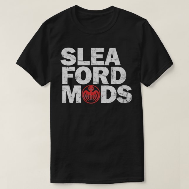 Sleaford Mod WhiteRed Worn-utseende T Shirt (Design framsida)