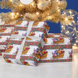 Sled Basket Friends Jul Wrapping Papper Presentpapper