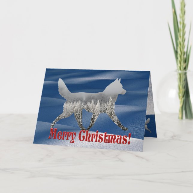 Sled Hund God jul Card Helgkort (Framsida)