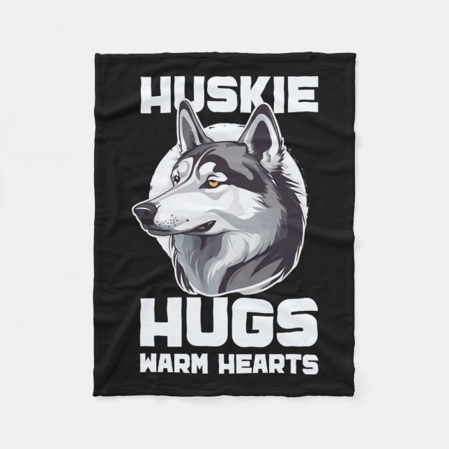 Sled Hund Huskie Alaska Winter Sports Sledding Rol Fleecefilt (Framsidan)