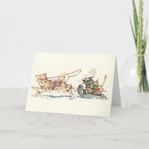 Sled Hund Pulling Sleigh Helgkort
