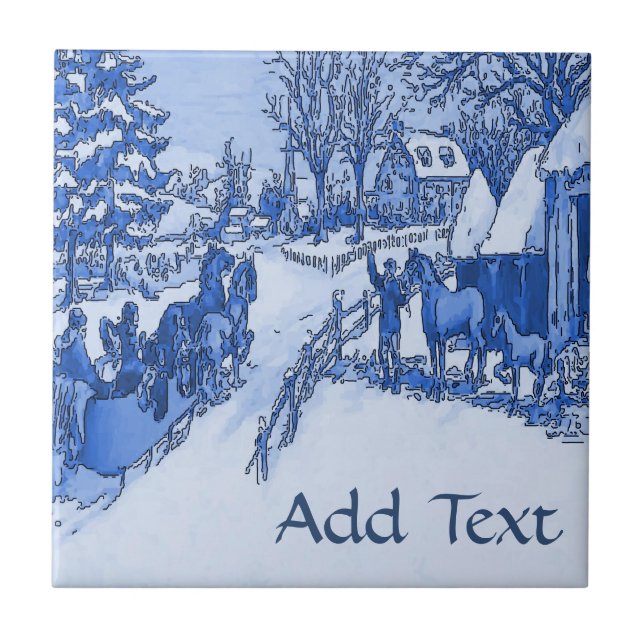 Sled i Snö Tile, holländska titta, Personalize Kakelplatta (Framsidan)