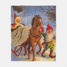 "Sled Ride på natten" av Jenny Nystrom Fleecefilt