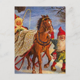 "Sled Ride på natten" av Jenny Nystrom Vykort