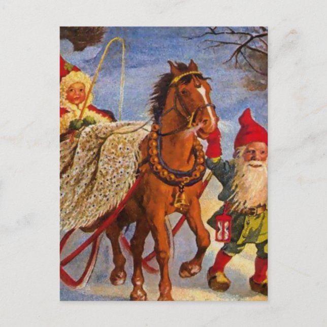 "Sled Ride på natten" av Jenny Nystrom Vykort (Framsida)