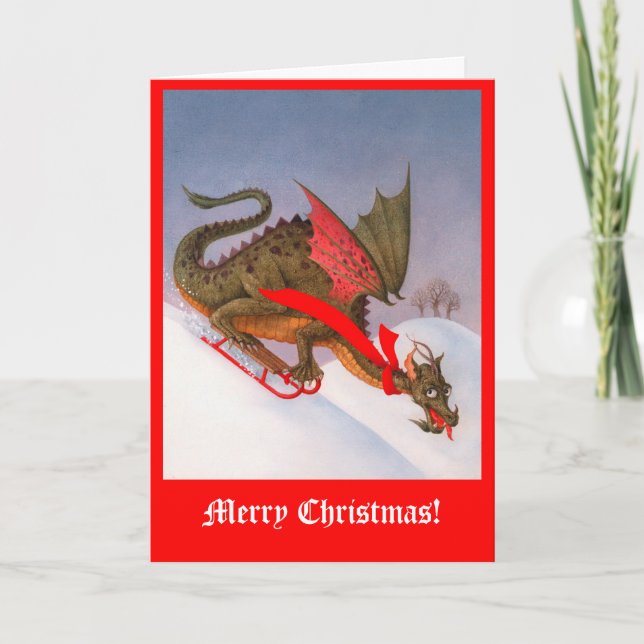 Sledd Dragon-jul Helgkort (Framsida)