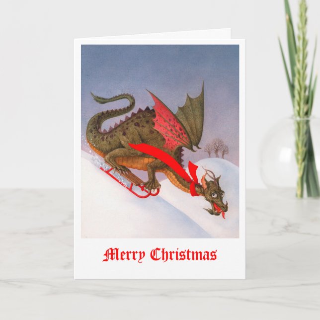 Sledd Dragon-jul Helgkort (Framsida)
