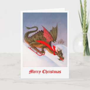 Sledd Dragon-jul Helgkort