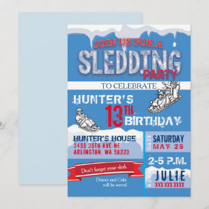 Sledd Födelsedagsfest inbjudan