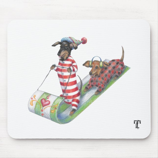 Sledda Dachshunds Mousepad Musmatta (Framsidan)