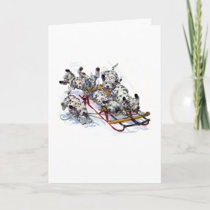 Sledding Dalmatian valper Helgkort