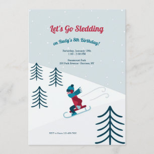 Sledding Födelsedagsfest inbjudan