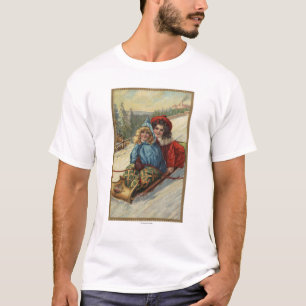 Sledding för ChristmasTwo liten flicka T-shirt