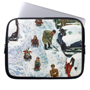 Sledding och gräva ut laptop fodral