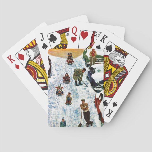 Sledding och gräva ut spelkort (Baksidan)