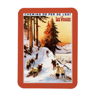 Sledding och skida på den Vosges affischen Magnet