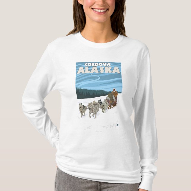 Sledding plats för hund - Cordova, Alaska Tee (Framsida)