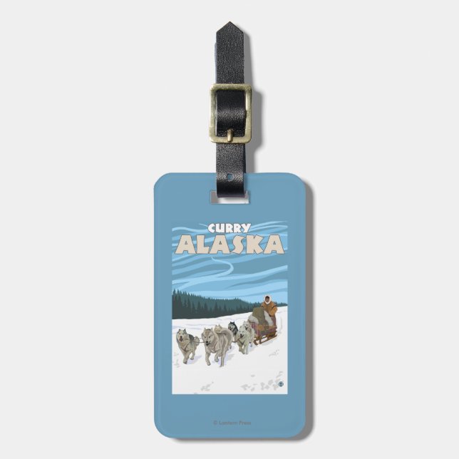 Sledding plats för hund - curry, Alaska Bagagebricka (Vertikal Framsida)