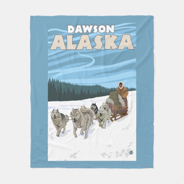Sledding plats för hund - Dawson, Alaska Fleecefilt (Framsidan)