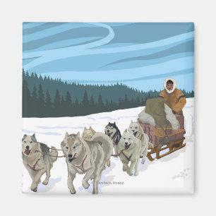 Sledding plats för hund - Fairbanks, Alaska Magnet