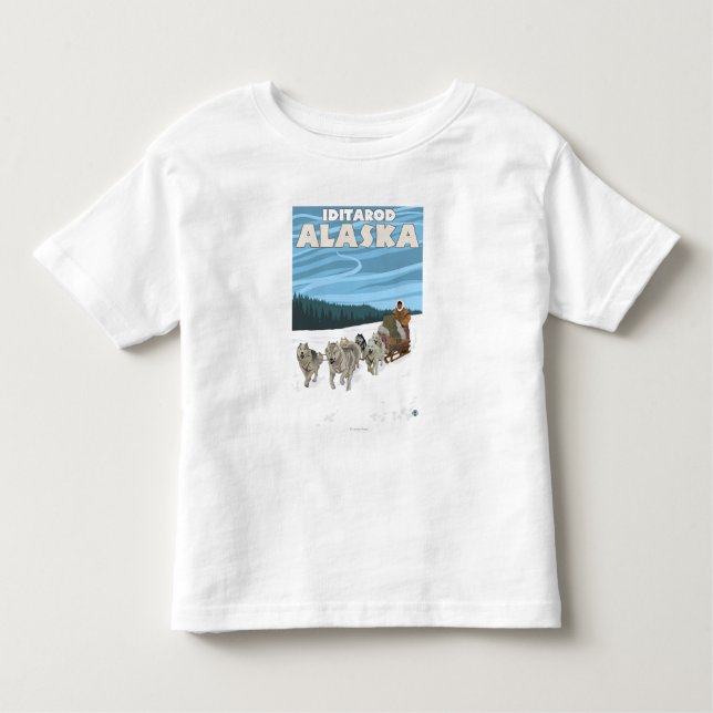 Sledding plats för hund - Iditarod, Alaska T-shirt (Framsida)