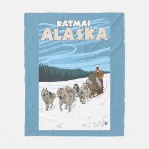 Sledding plats för hund - Katmai, Alaska Fleecefilt