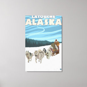 Sledding plats för hund - Latouche, Alaska Canvastryck