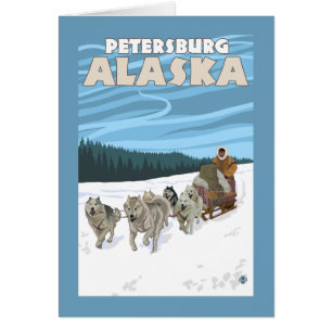 Sledding plats för hund - Petersburg, Alaska Hälsningskort