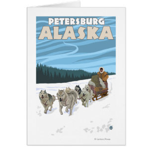 Sledding plats för hund - Petersburg, Alaska Hälsningskort