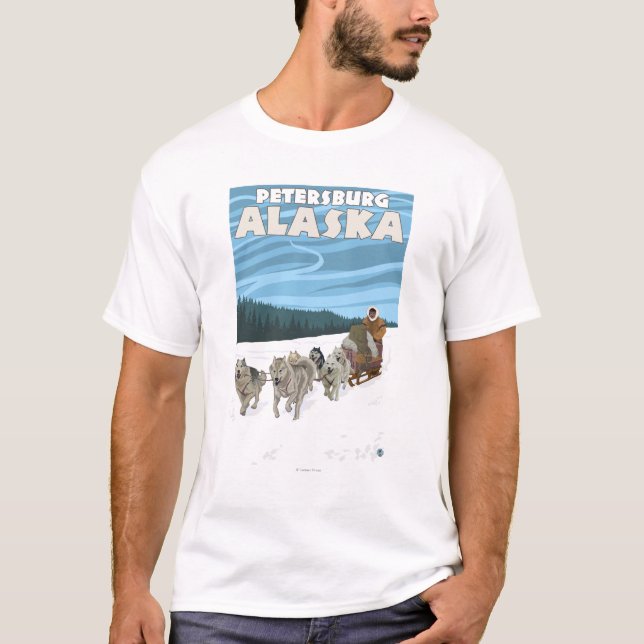 Sledding plats för hund - Petersburg, Alaska T-shirt (Framsida)