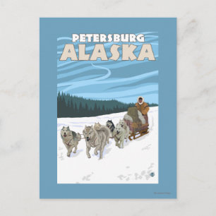 Sledding plats för hund - Petersburg, Alaska Vykort