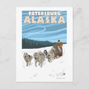 Sledding plats för hund - Petersburg, Alaska Vykort
