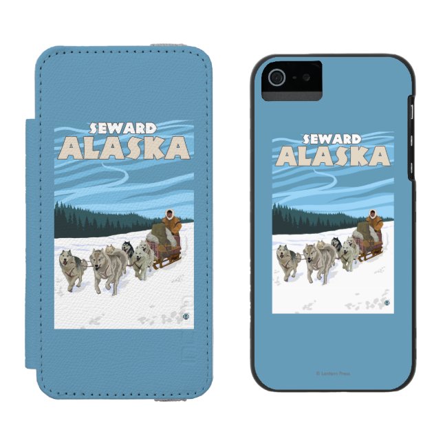 Sledding plats för hund - Seward, Alaska Incipio iPhone Wallet Skal (Sida vid Sida)