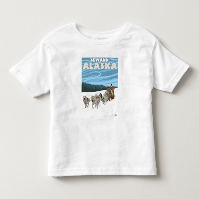 Sledding plats för hund - Seward, Alaska T-shirt (Framsida)