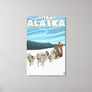 Sledding plats för hund - Sitka, Alaska Canvastryck