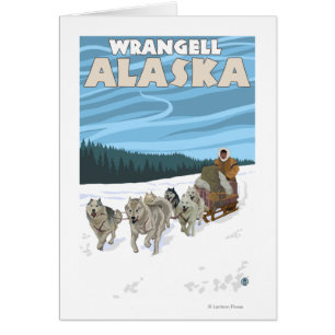 Sledding plats för hund - Wrangell, Alaska Hälsningskort