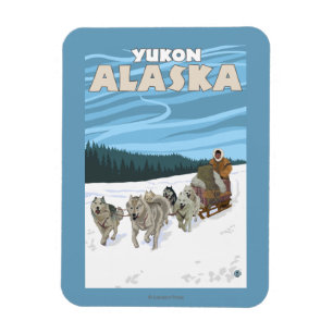 Sledding plats för hund - Yukon, Alaska Magnet