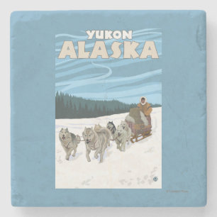 Sledding plats för hund - Yukon, Alaska Underlägg Sten