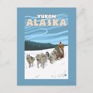 Sledding plats för hund - Yukon, Alaska Vykort