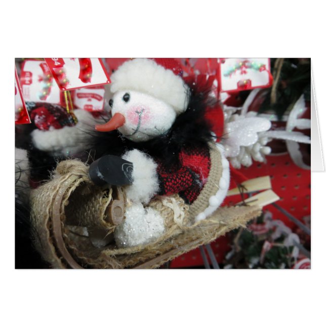 Sledding Snögubbe Hälsningskort (Framsidan Horizontal)