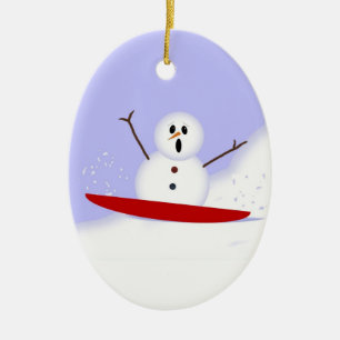 Sledding Snögubbe Ornament