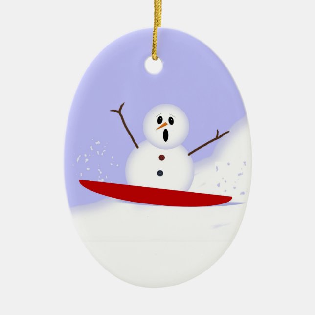 Sledding Snögubbe Ornament (Framsidan)